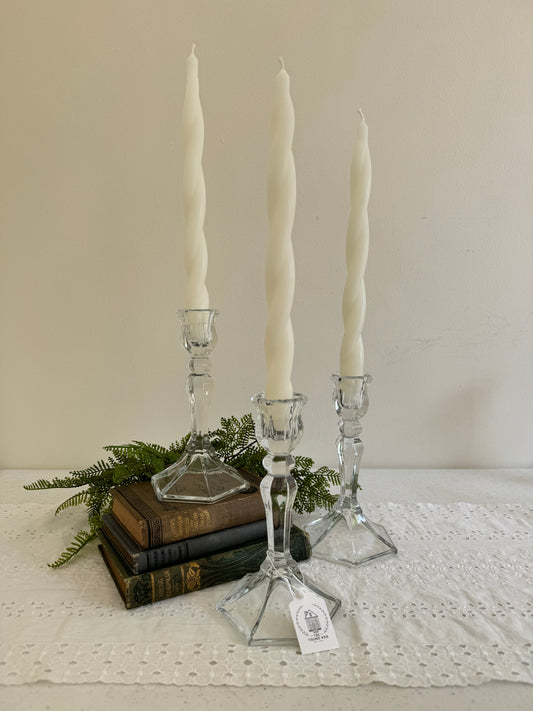 Vintage Candlestick trio- Hexagonal Base