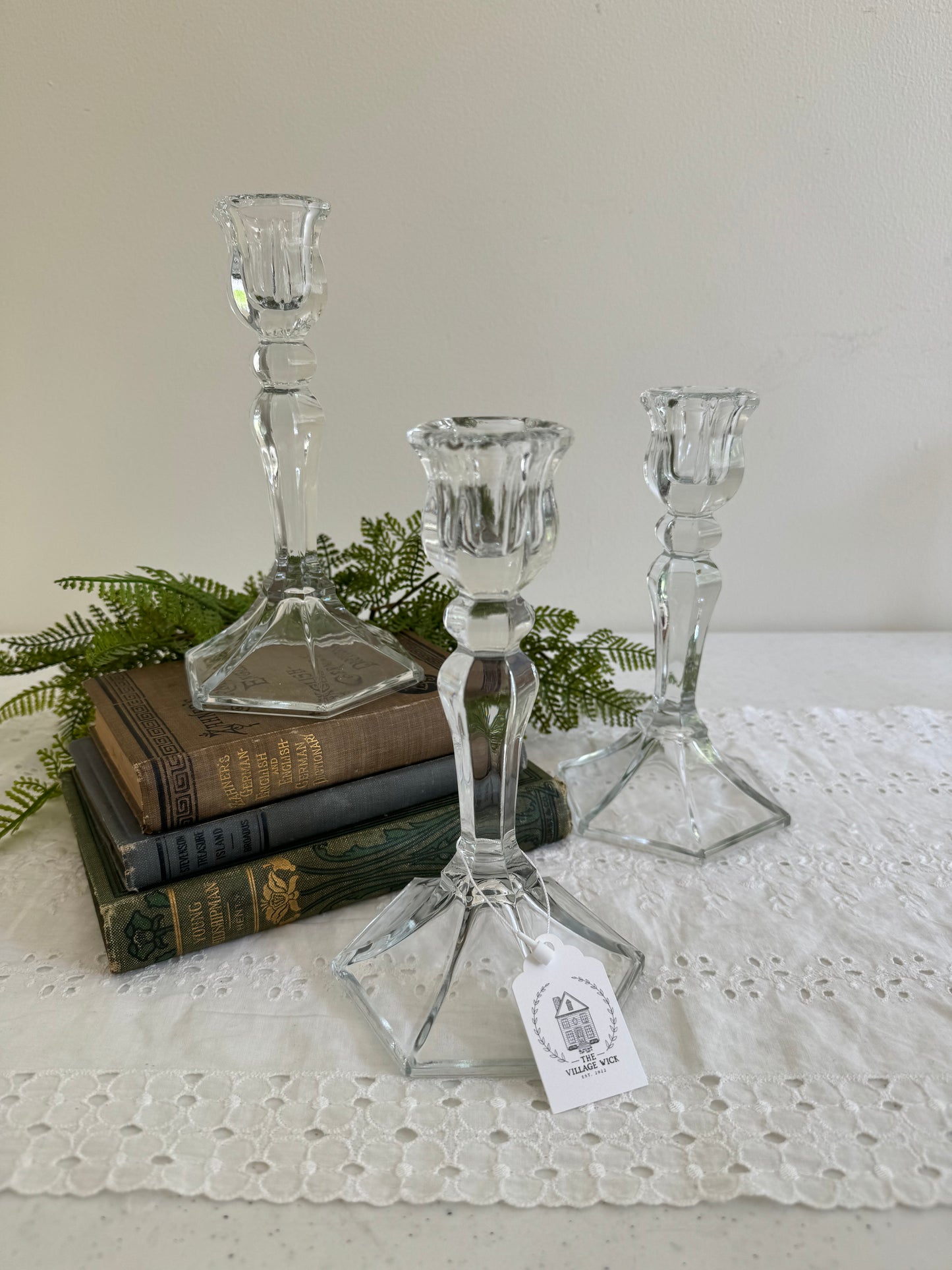 Vintage Candlestick trio- Hexagonal Base
