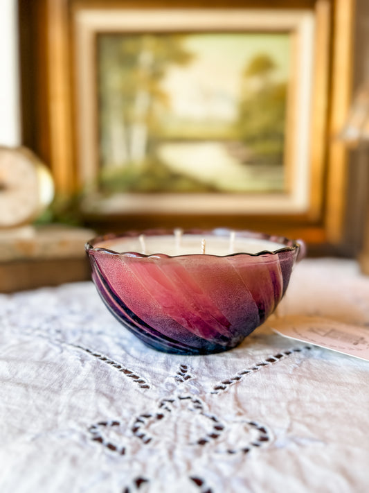 Vintage Maroon Bowl Candle - Georgia Peach