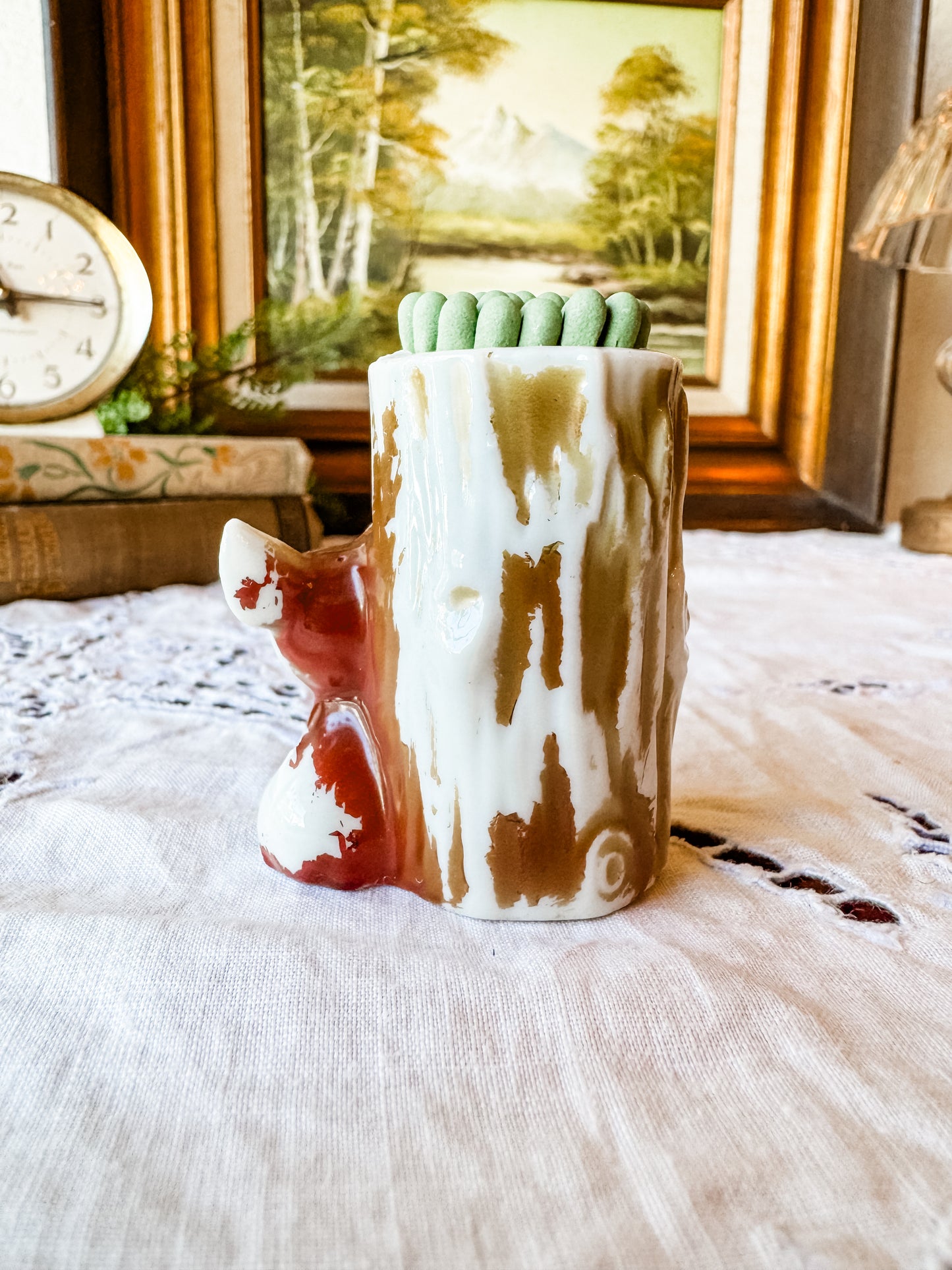 Vintage Baby Deer Matchstick Holder