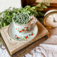 Vintage Tea Cup Matchstick Holder with Berries