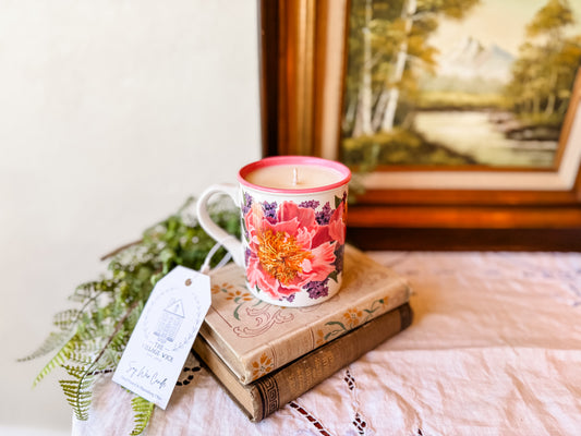 Vintage Mug Candle with Florals - Aloha Paradise