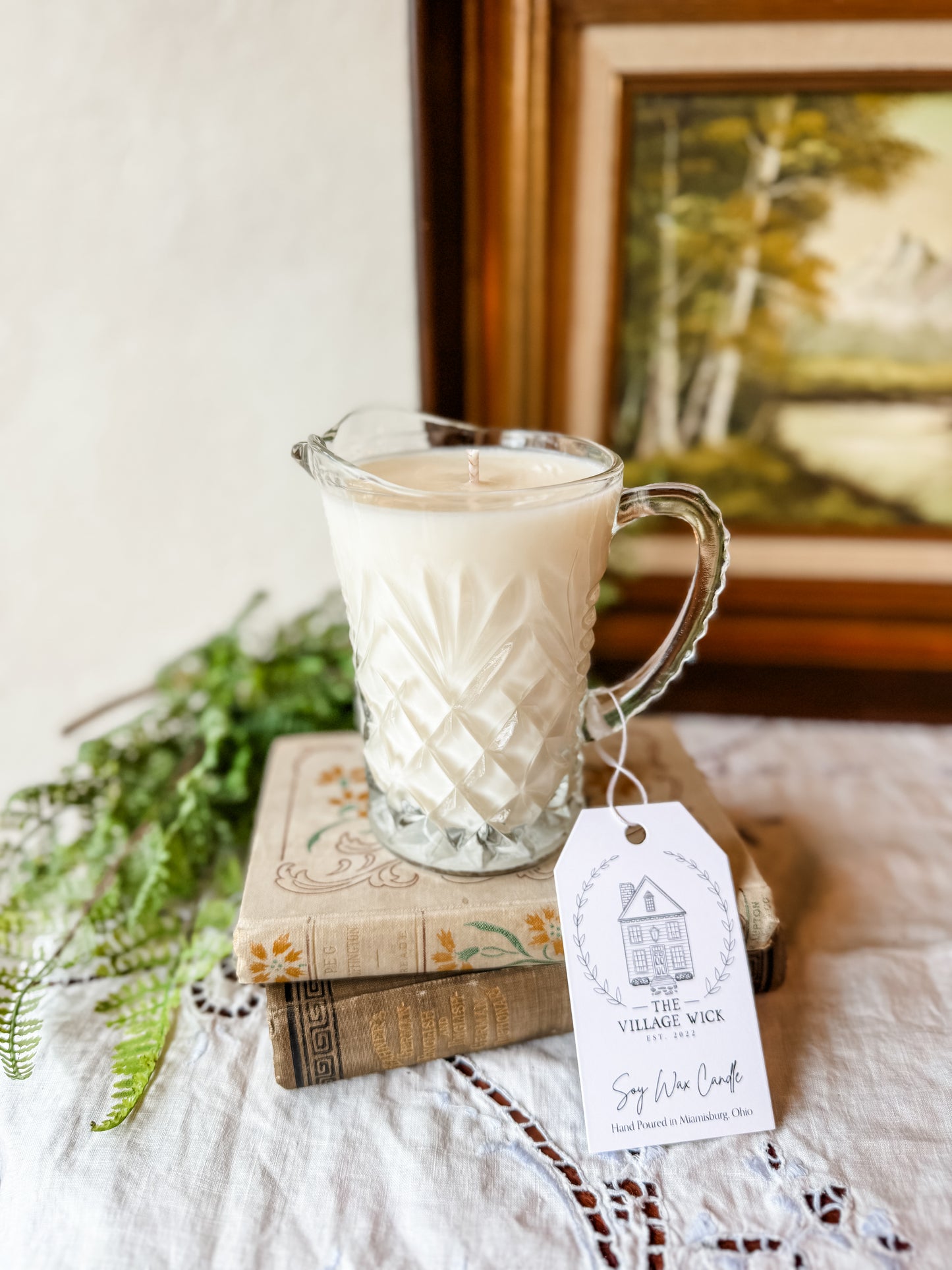 Vintage Glass Creamer Candle - Coffee Shop
