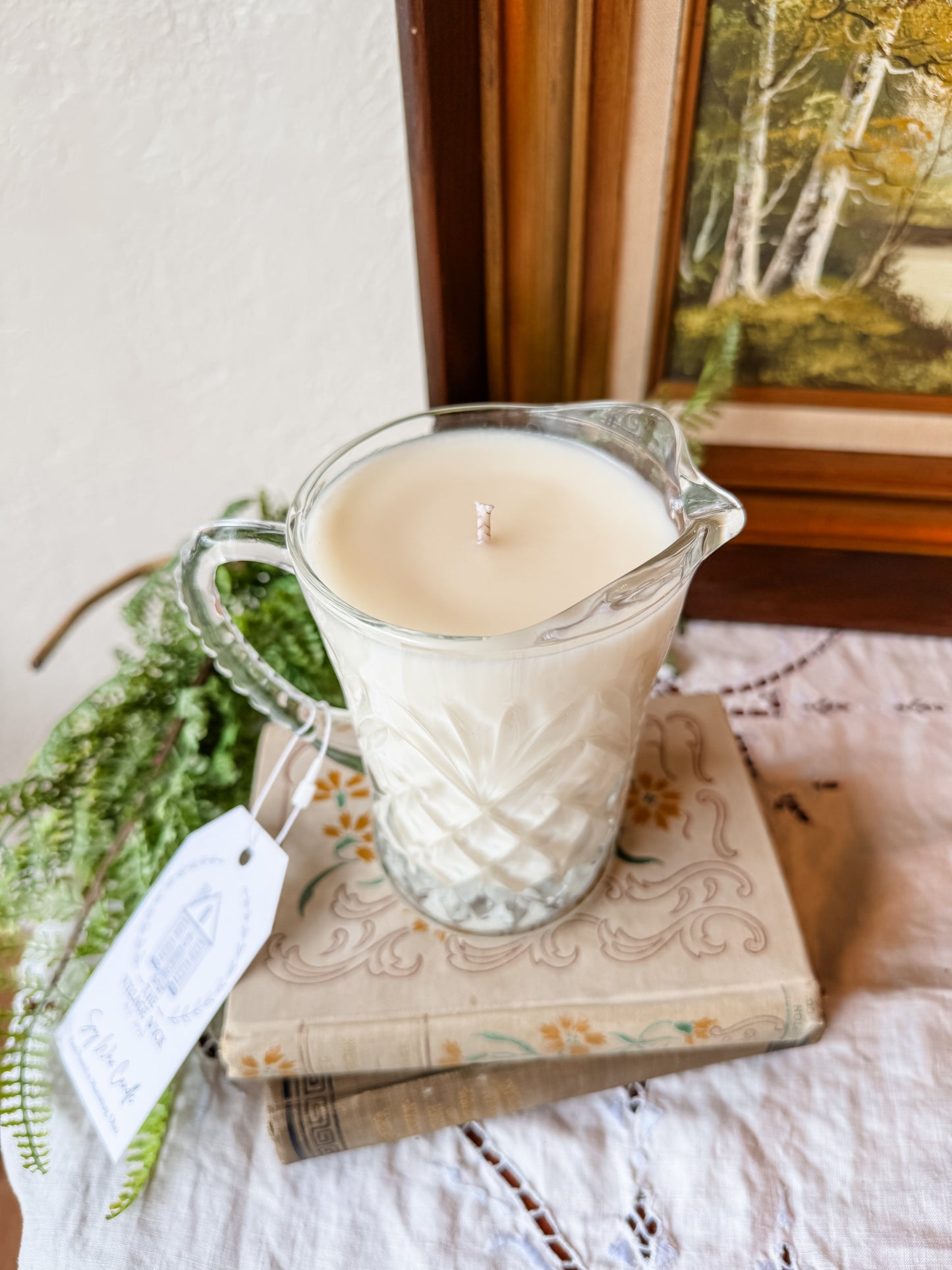 Vintage Glass Creamer Candle - Coffee Shop