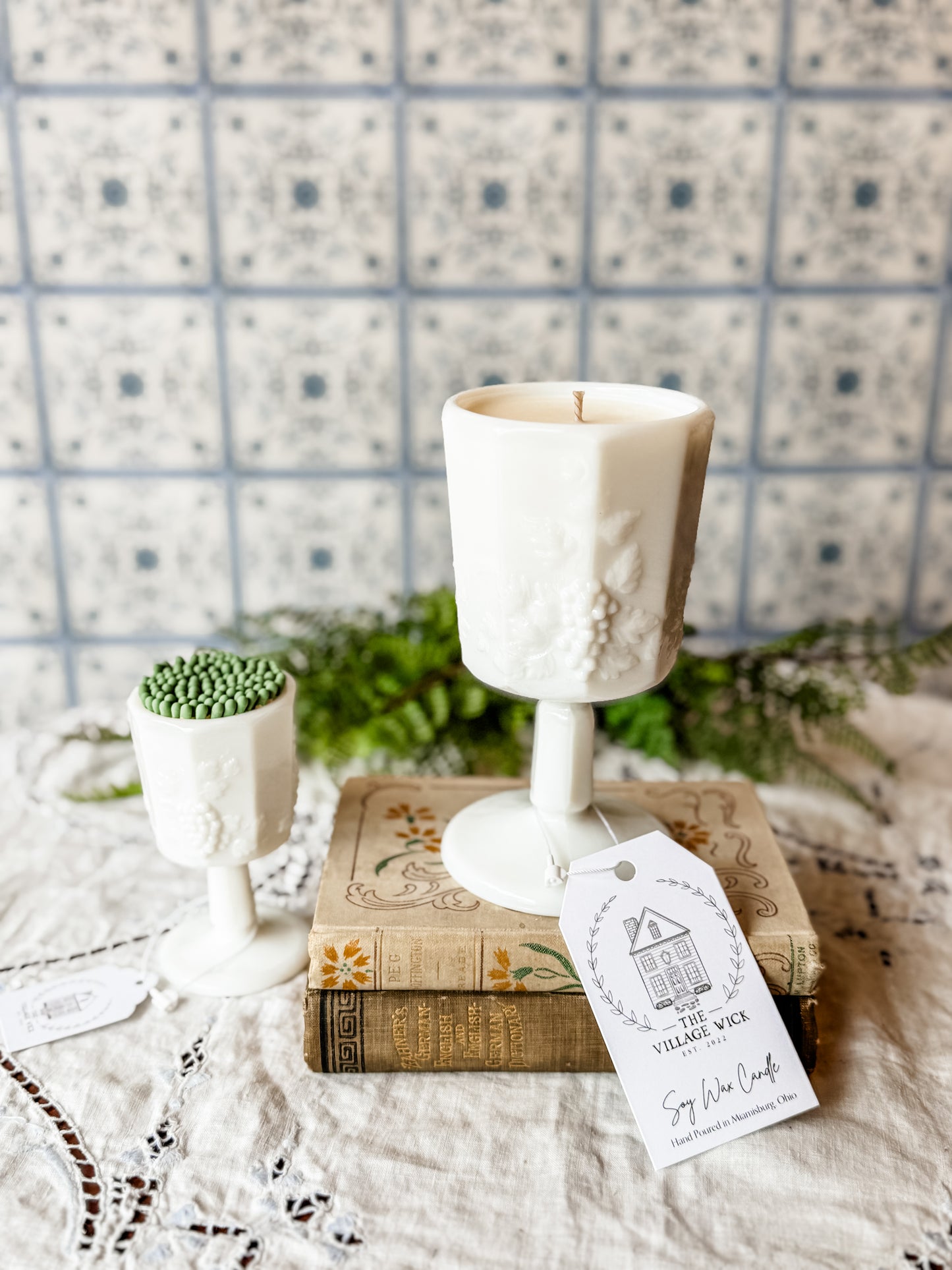 Vintage Westmoreland Milk Glass Goblet Candle - Nighttime in Venice