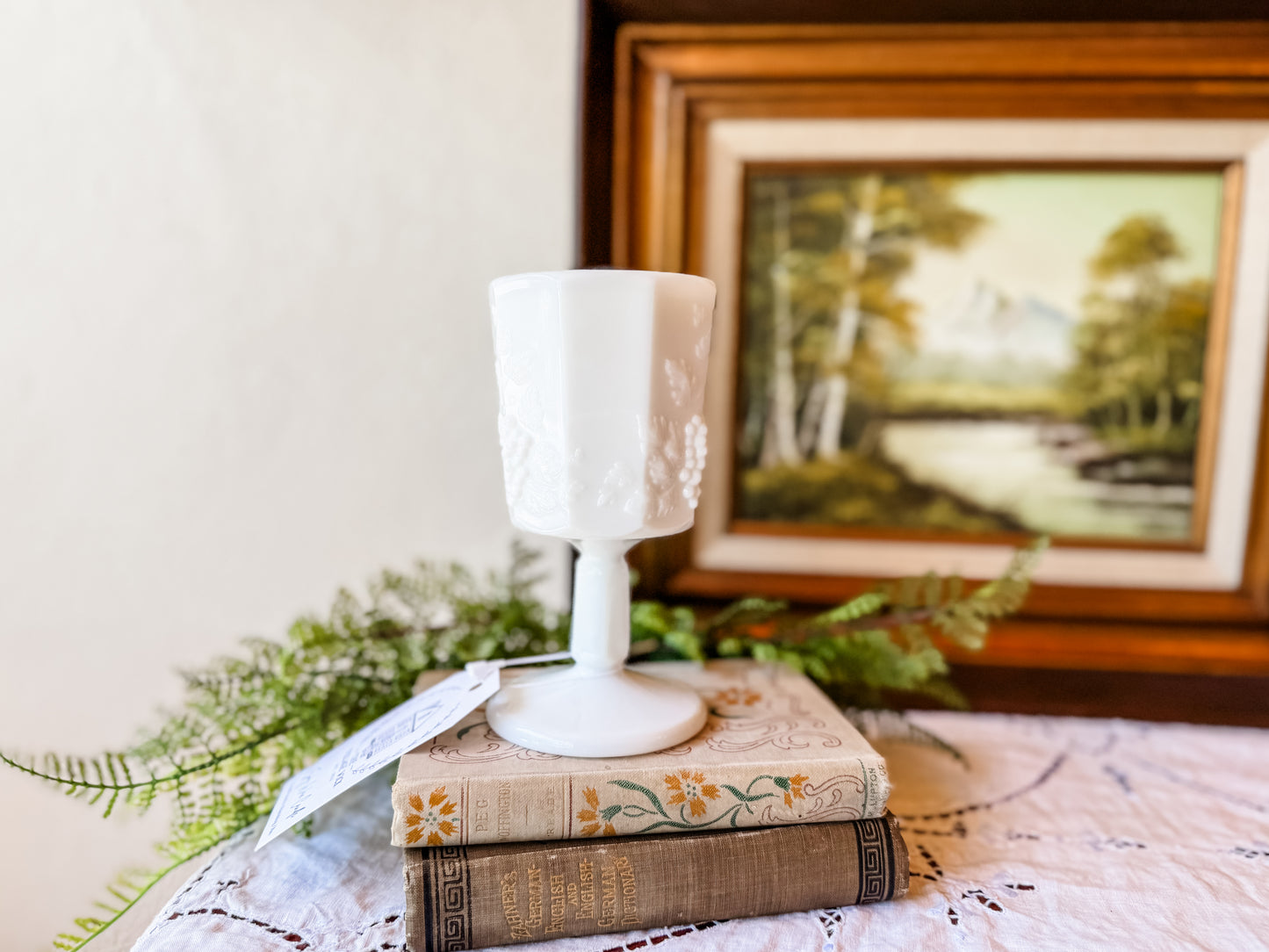 Vintage Westmoreland Milk Glass Goblet Candle - Nighttime in Venice