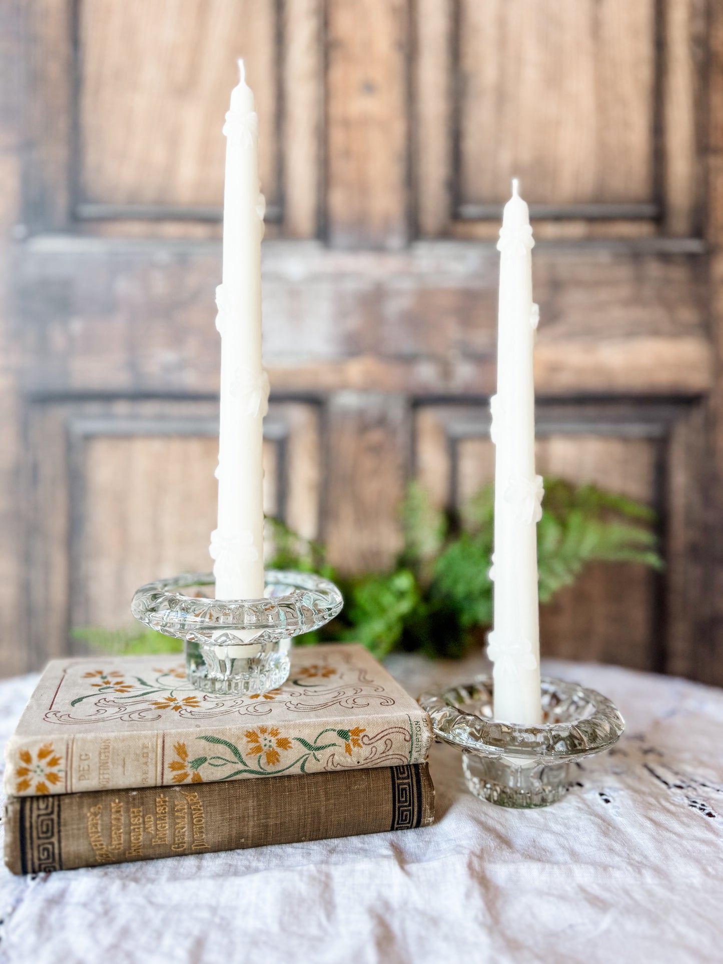 Vintage Glass Saucer Candlestick & Votive Holders