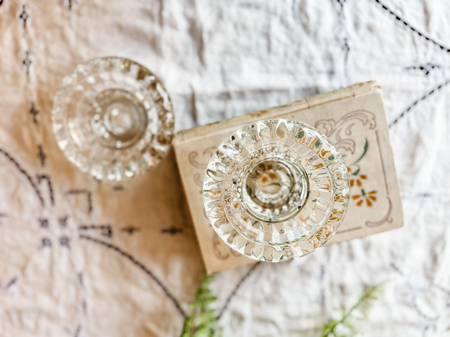 Vintage Glass Saucer Candlestick & Votive Holders
