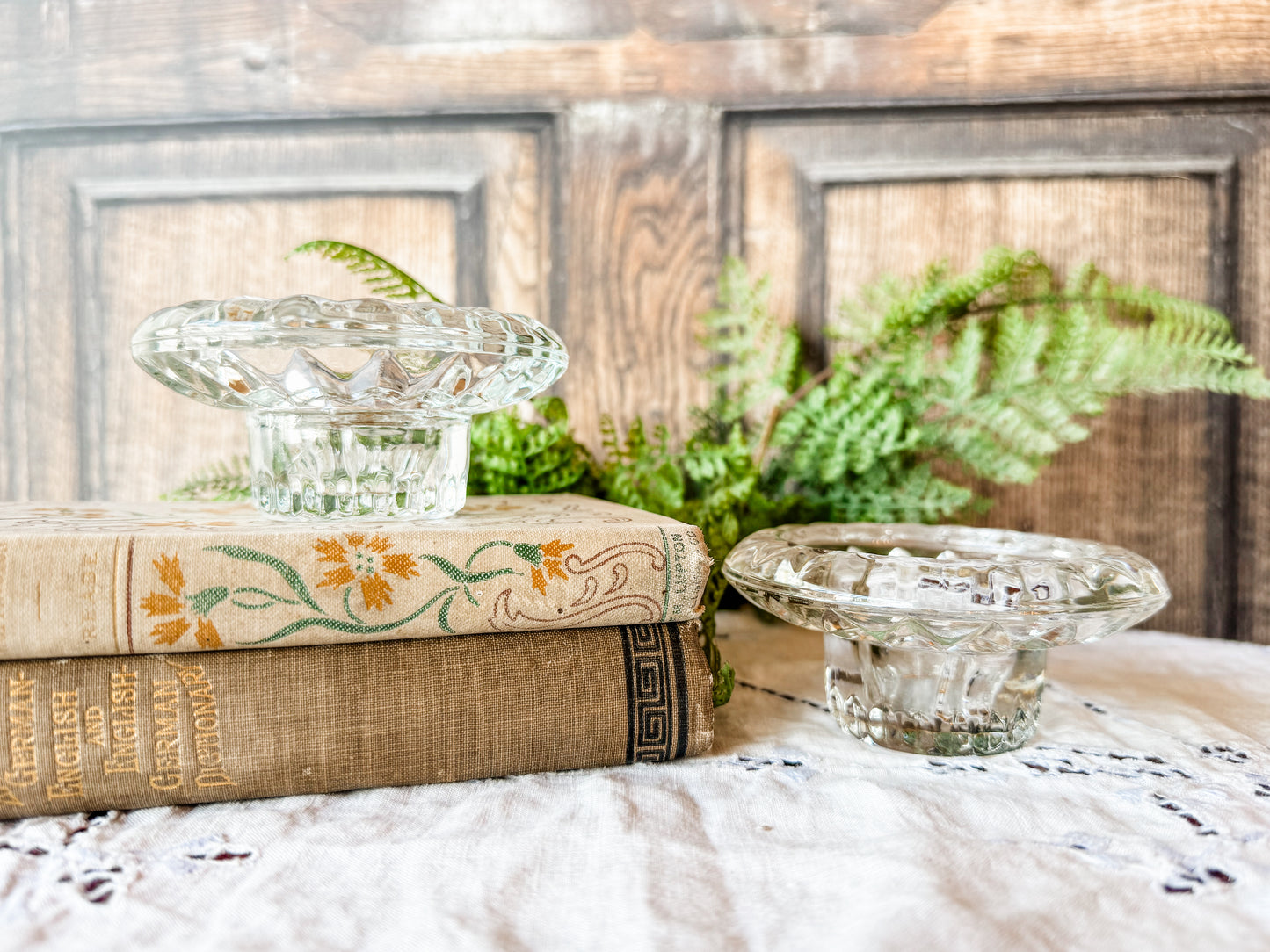 Vintage Glass Saucer Candlestick & Votive Holders