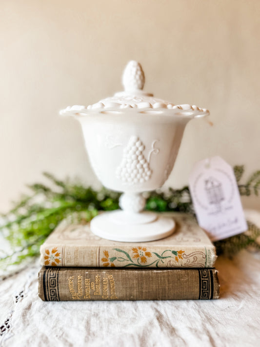 Vintage Milk Glass Candy Dish with Lid - Aloha Paradise