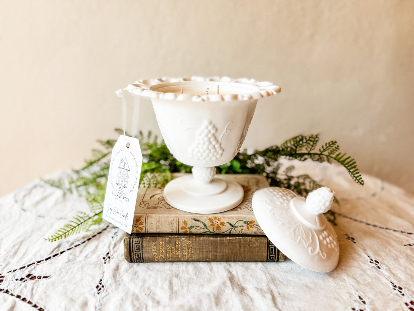 Vintage Milk Glass Candy Dish with Lid - Aloha Paradise